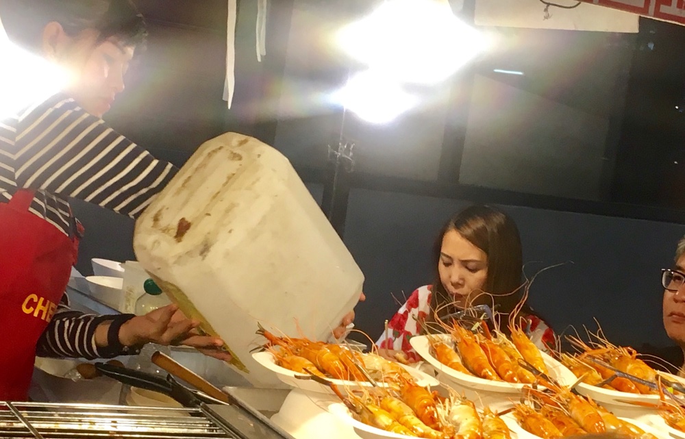 Prawns at night market Bangkok